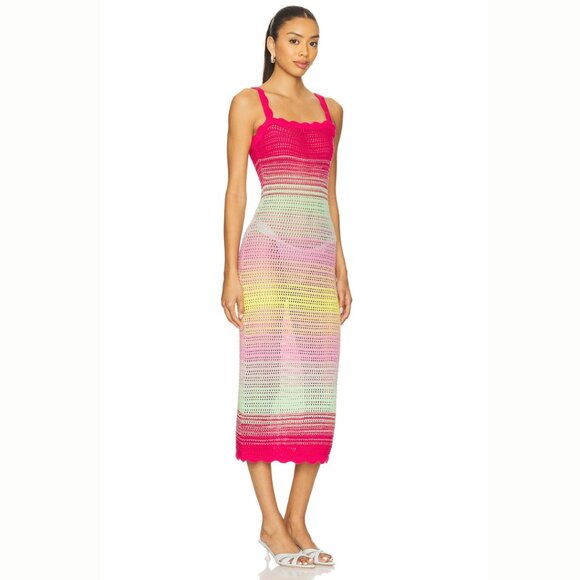 PQ Swim Reese Crochet Cover-up Dress in Cranberry Multi - Picture 3 of 4